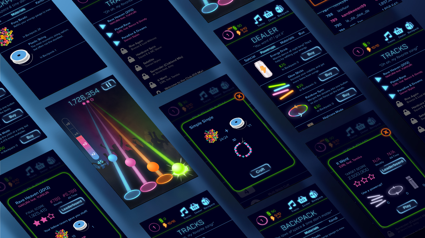 app screens in perspective view