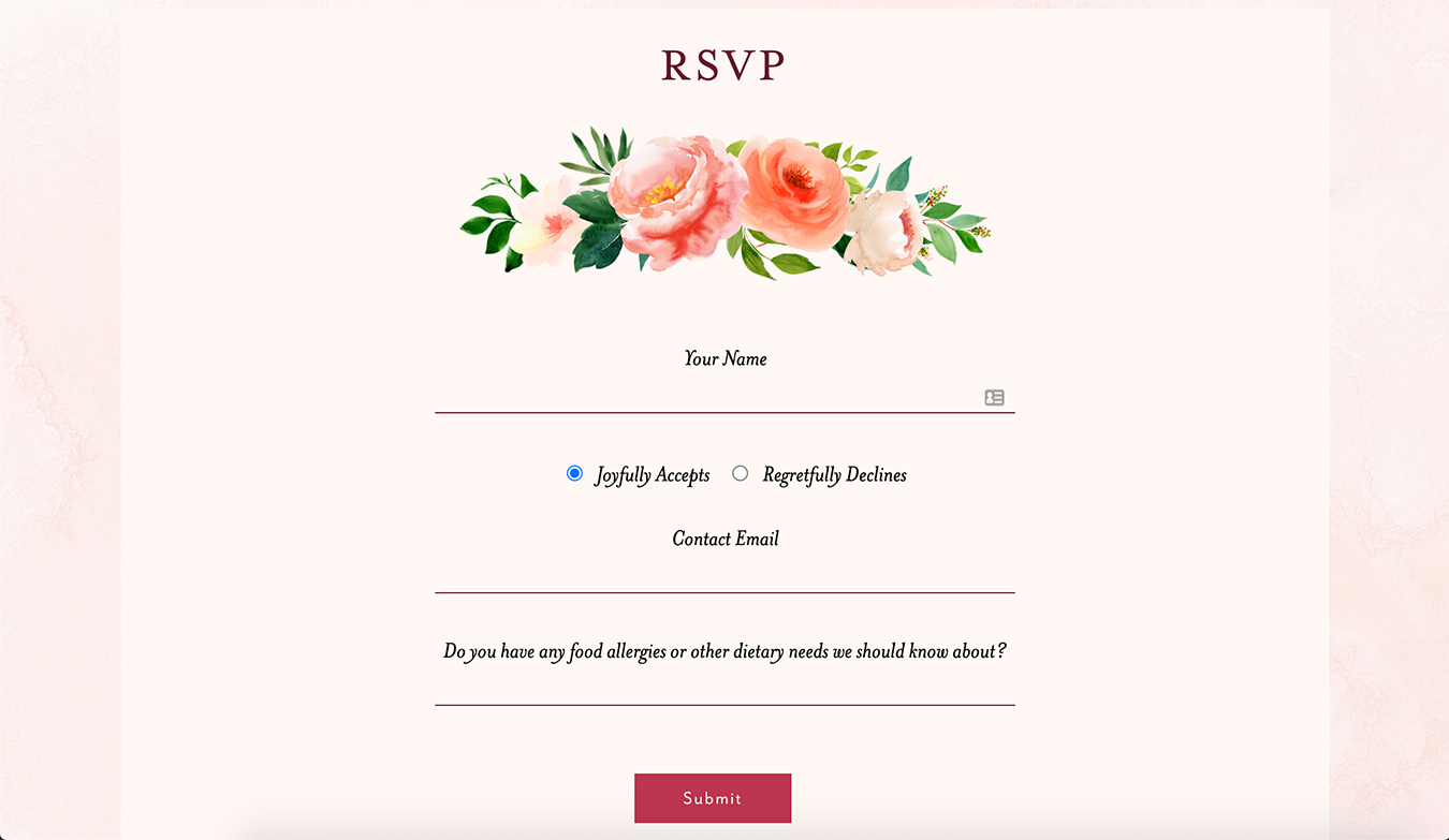an RSVP form